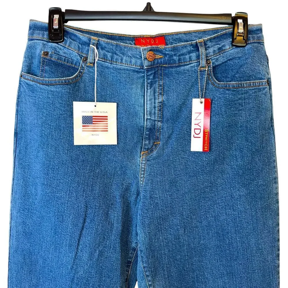 NYDJ Stretch Jeans Straight Leg in Blue Women's Size 16